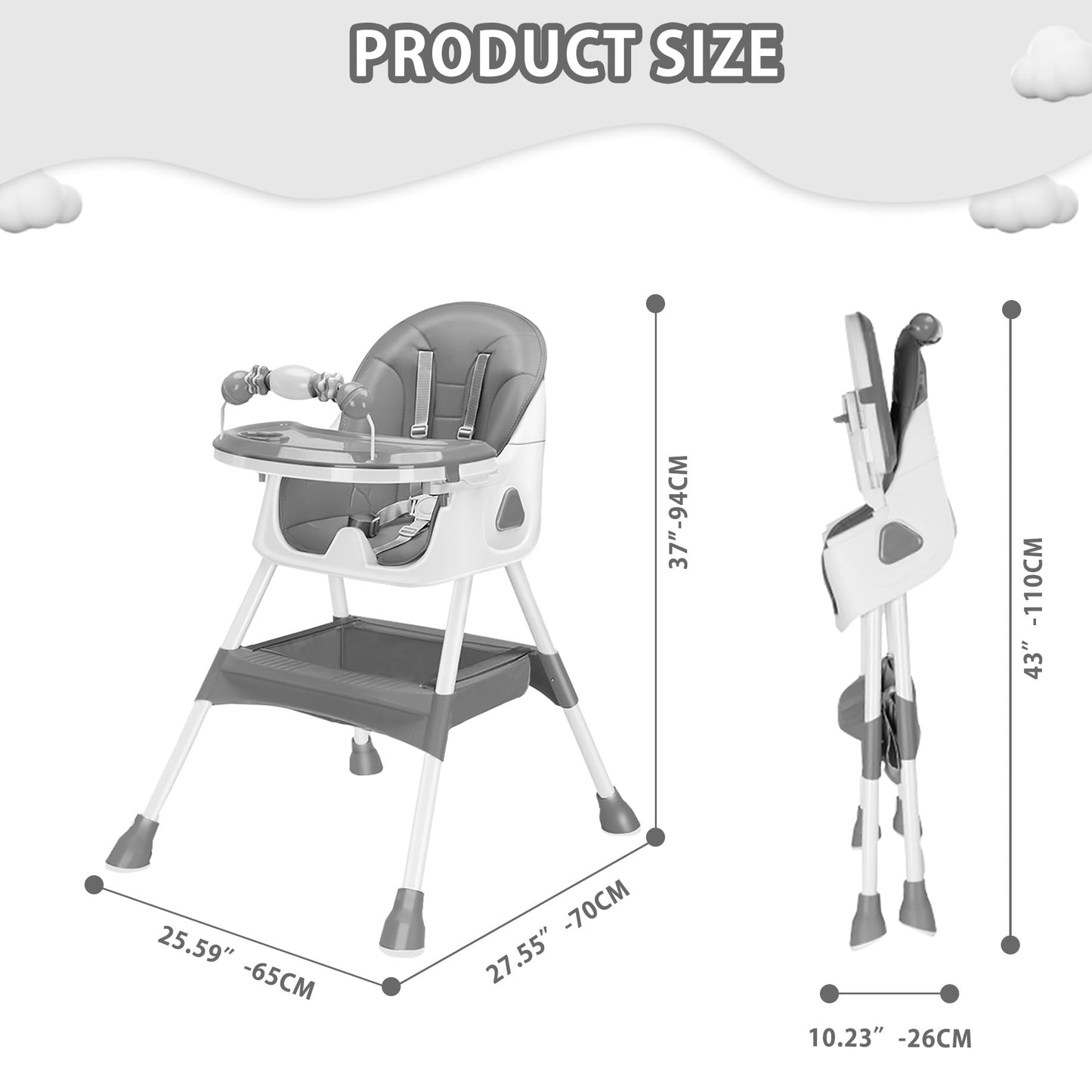 UBRAVOO 3-in-1 Foldable High Chair for Baby & Toddler