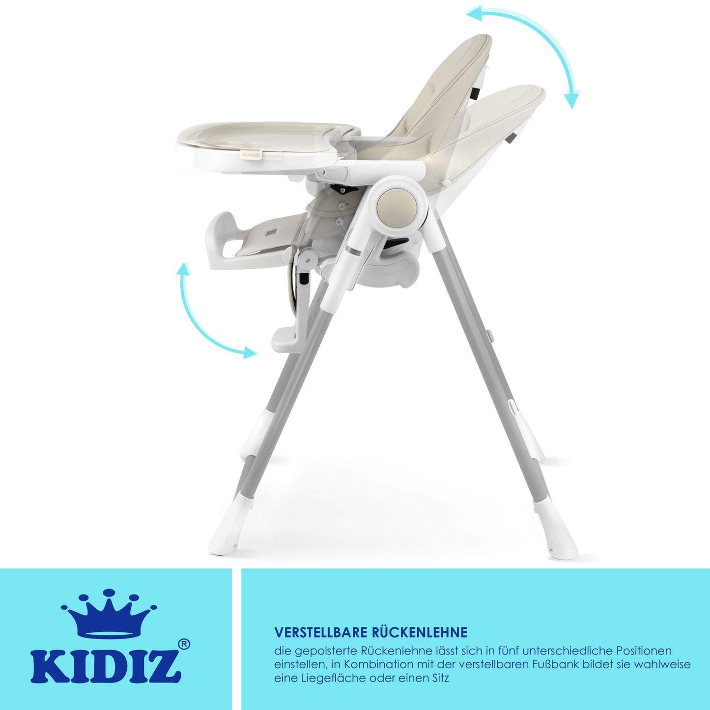 KIDIZ® 3-in-1 Baby High Chair with Play Bar and Reclining Function