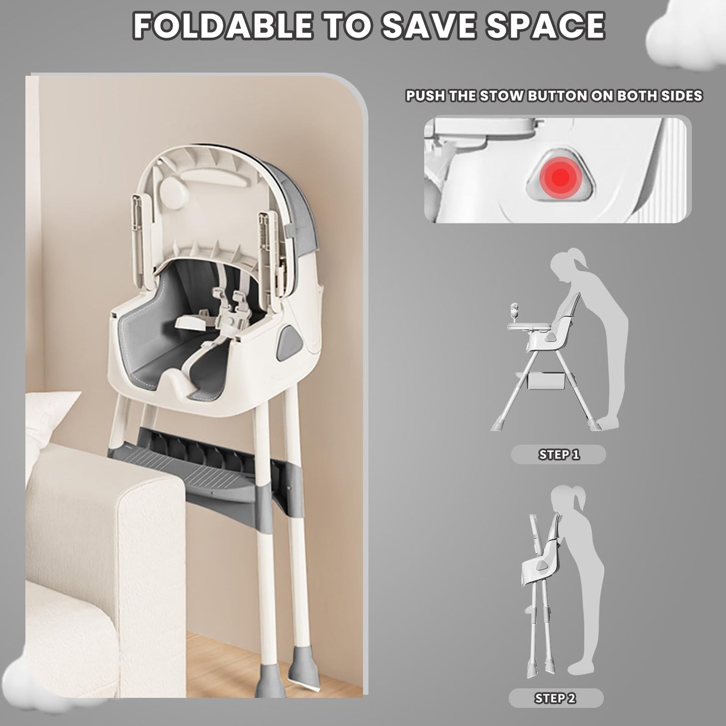 UBRAVOO 3-in-1 Foldable High Chair for Baby & Toddler