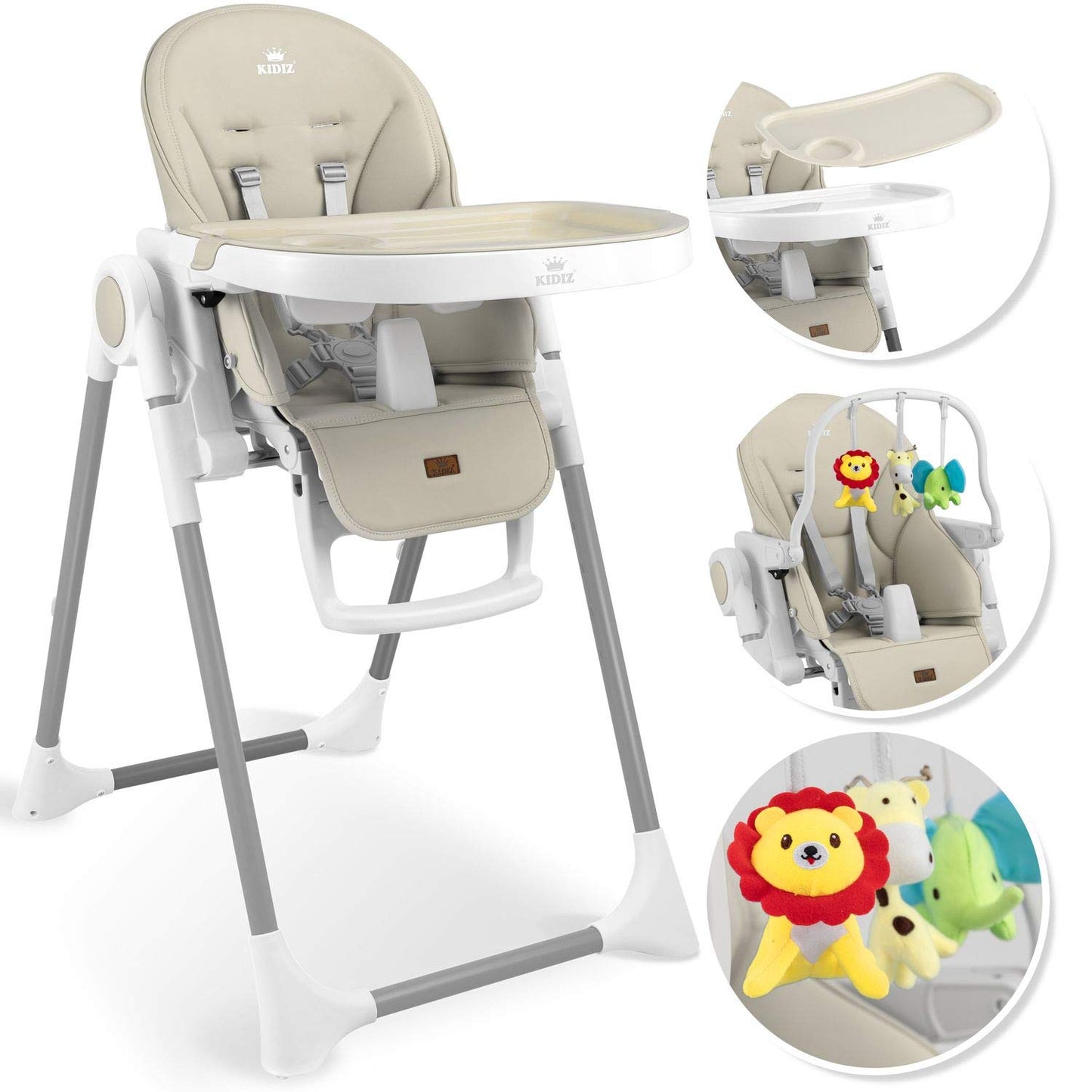 KIDIZ® 3-in-1 Baby High Chair with Play Bar and Reclining Function