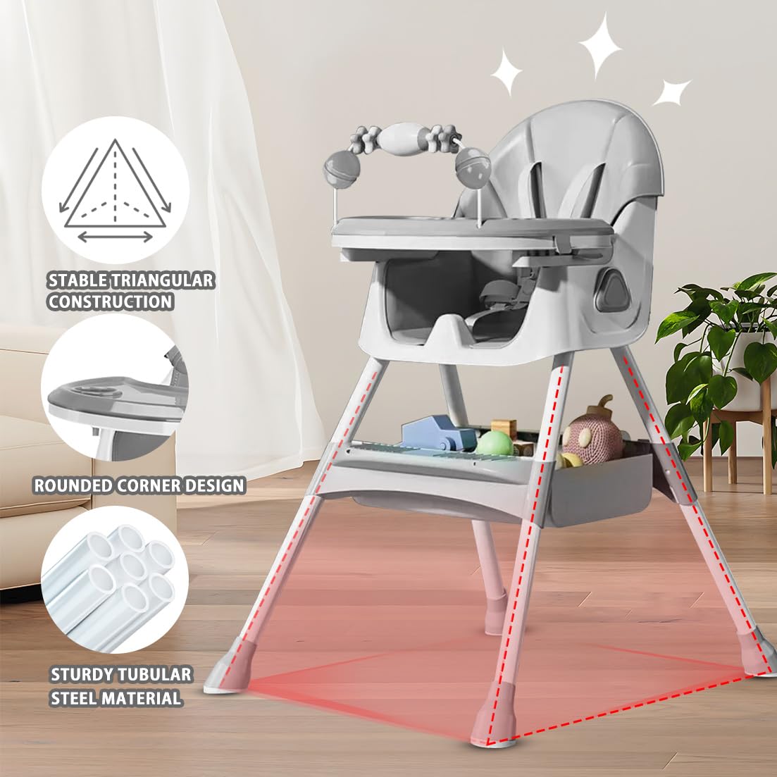 UBRAVOO 3-in-1 Foldable High Chair for Baby & Toddler
