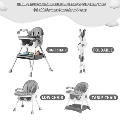 UBRAVOO 3-in-1 Foldable High Chair for Baby & Toddler