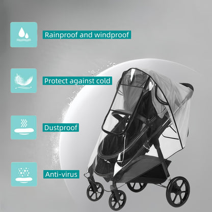 Universal Stroller Rain Cover with Window and Double Zipper
