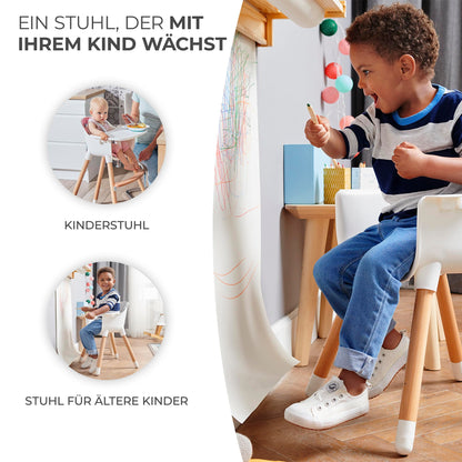 Kinderkraft SIENNA 2-in-1 Baby High Chair with Wooden Legs